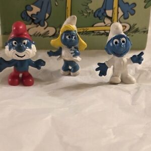 Vintage Smurfs Figurine Set - Papa, Smitfett And Astronaut(Missing Bubble)